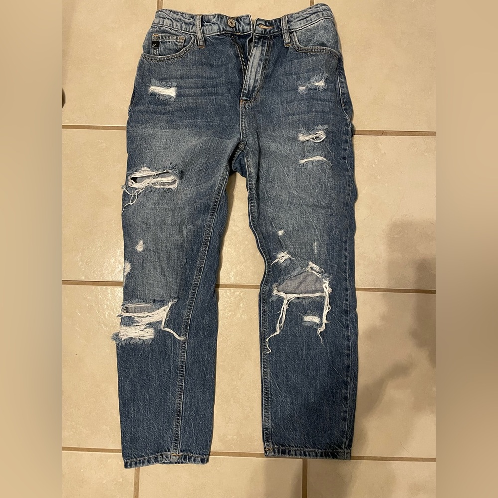 Cute boyfriend relax high waisted jeans